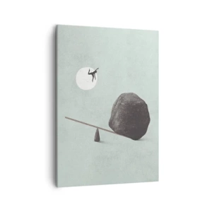 Quadro su tela - Stampe su Tela - Una scena simbolica con una figura in equilibrio su uno sfondo di cielo luminoso. - 50x70cm - Sogno adempiuto - Decorazione murale moderna per soggiorno e camera da letto ARTTOR