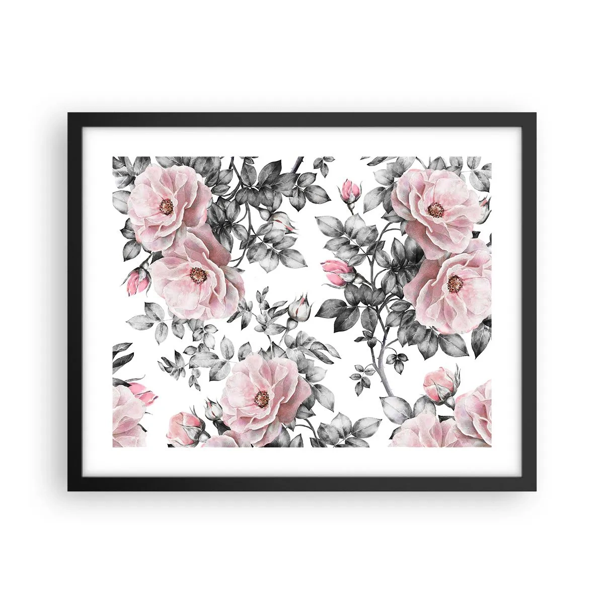 Poster in cornice nera - Perdersi tra le rose - 50x40 cm