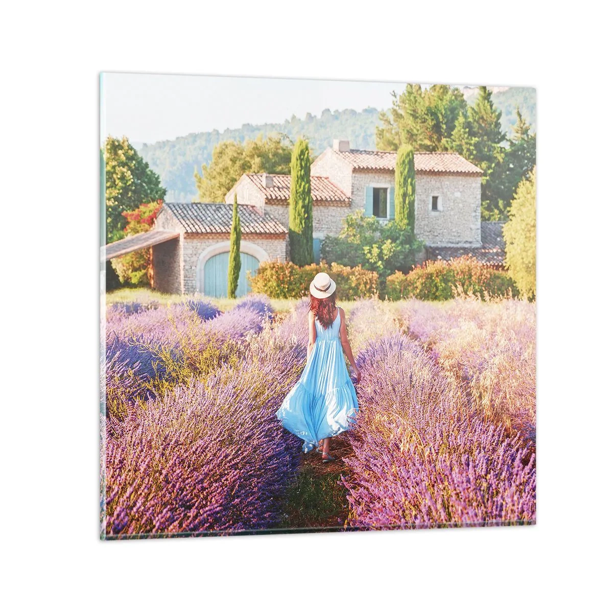 Quadro su vetro - La ragazza nella lavanda - 50x50 cm