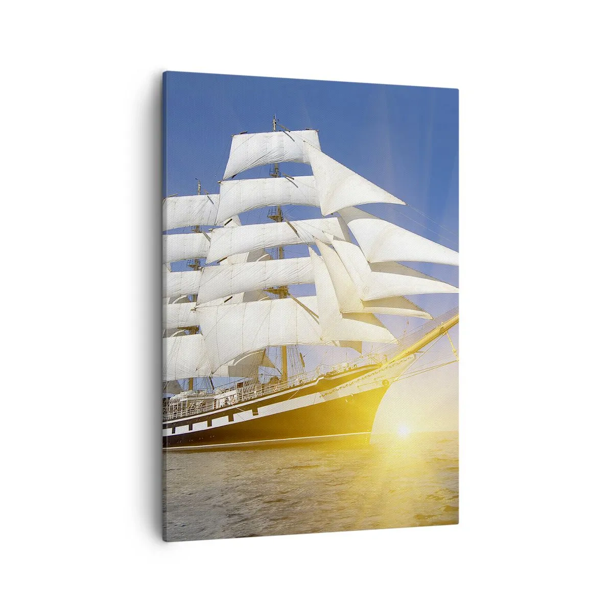 Quadro su tela - Stampe su Tela - Una nave a vela in mare alla luce del sole al tramonto - 50x70cm - Il loro tempo non passa mai - Decorazione murale moderna per soggiorno e camera da letto ARTTOR