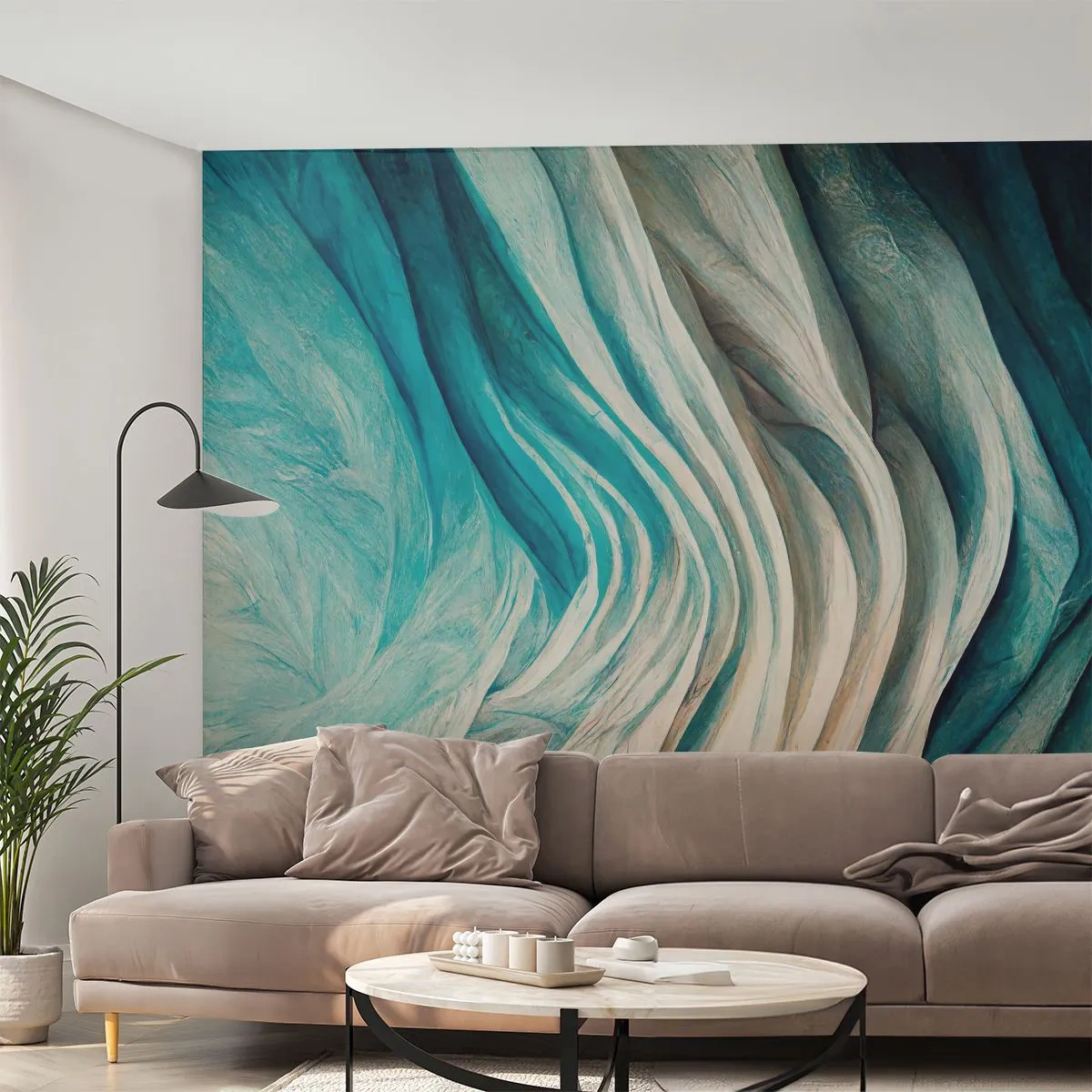 Fotomurali Premium Sand - Blu insaziabile - Pezzo, 3D, Astrazione - 250x175 cm