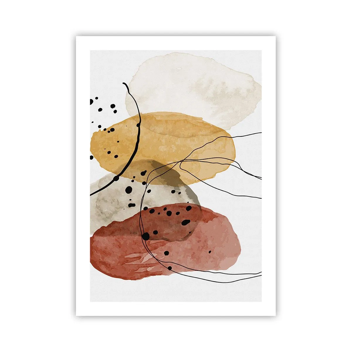 Poster - Forme astratte nei toni del beige, giallo e rosso - 50x70cm - Come aria leggera e trasparente - Decorazione murale moderna per soggiorno e camera da letto ARTTOR