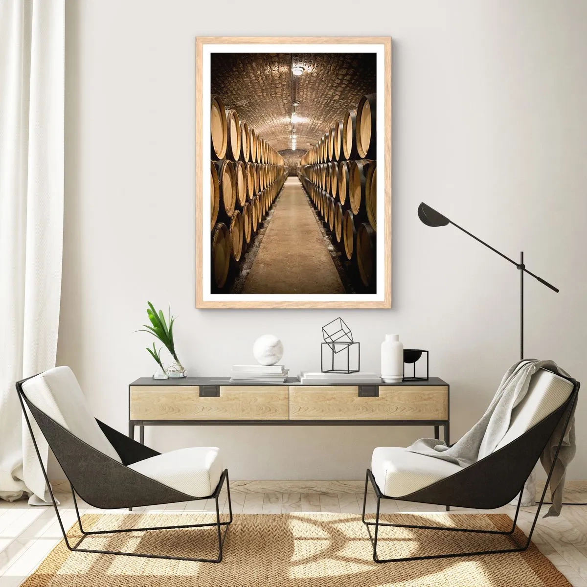 Poster in cornice rovere chiaro - Nella cantina in mattoni - 40x50 cm