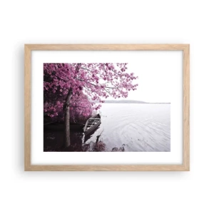 Poster in cornice rovere chiaro - Nel silenzio rosa - 40x30 cm