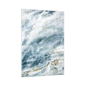 Quadro su vetro - Texture astratta di marmo ghiacciato nelle tonalità del blu e del bianco - 50x70cm - Mondo di ghiaccio - Decorazione murale moderna per soggiorno e camera da letto ARTTOR