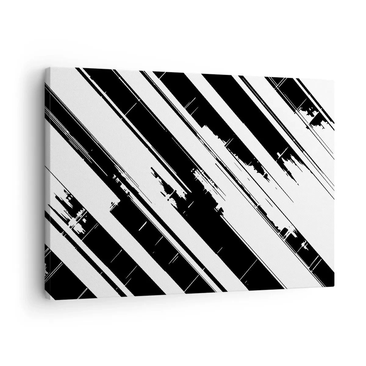 Quadro su tela - Stampe su Tela - Linee in bianco e nero e motivi geometrici in stile moderno - 70x50cm - Composizione intensa e dinamica - Decorazione murale moderna per soggiorno e camera da letto ARTTOR