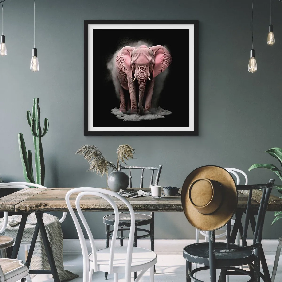 Poster in cornice nera - Non pensare all'elefante rosa! - 30x30 cm