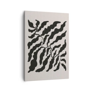 Quadro su tela - Stampe su Tela - Ramoscelli con foglie nere su sfondo chiaro - 50x70cm - La natura del quadrato - Decorazione murale moderna per soggiorno e camera da letto ARTTOR