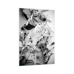 Quadro su vetro - Composizioni floreali in bianco e nero in uno stile artistico sottile - 70x100cm - Un non bouquet di fiori - Decorazione murale moderna per soggiorno e camera da letto ARTTOR