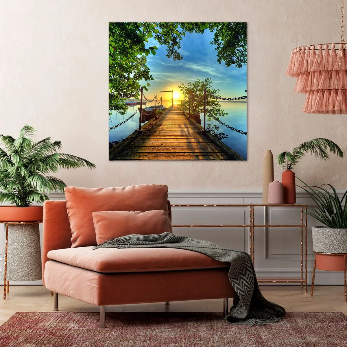 Quadro su tela - Stampe su Tela - Tramonto sul lago - 70x70 cm