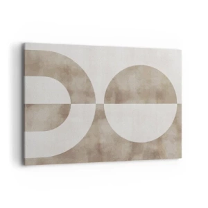 Quadro su tela - Stampe su Tela - Un dipinto astratto nei toni del beige con forme geometriche e simmetria. - 100x70cm - Analogie e differenze - Decorazione murale moderna per soggiorno e camera da letto ARTTOR