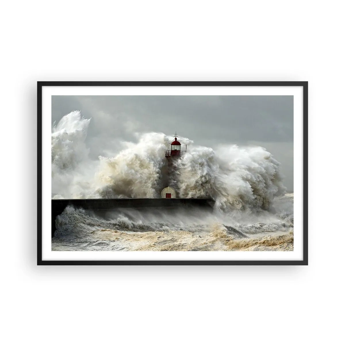 Poster in cornice nera - L'ira dell'oceano - 91x61 cm
