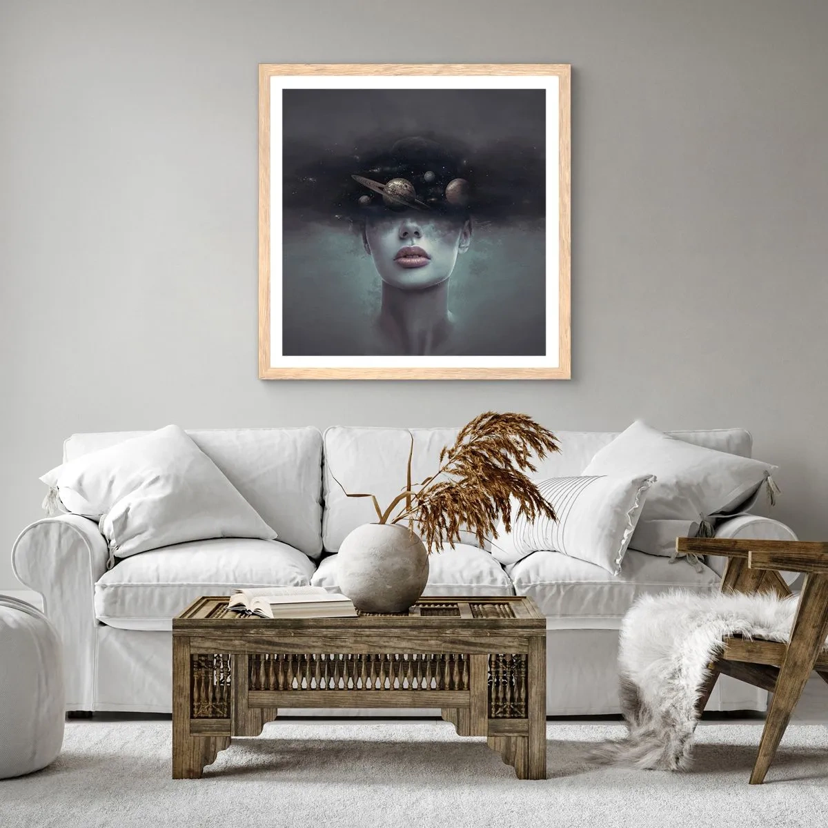 Poster in cornice rovere chiaro - E i pianeti folleggiano... - 60x60 cm