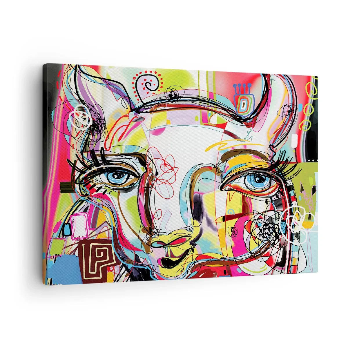 Quadro su tela - Stampe su Tela - Ritratto colorato in stile artistico astratto - 70x50cm - La ricchezza della natura felina - Decorazione murale moderna per soggiorno e camera da letto ARTTOR