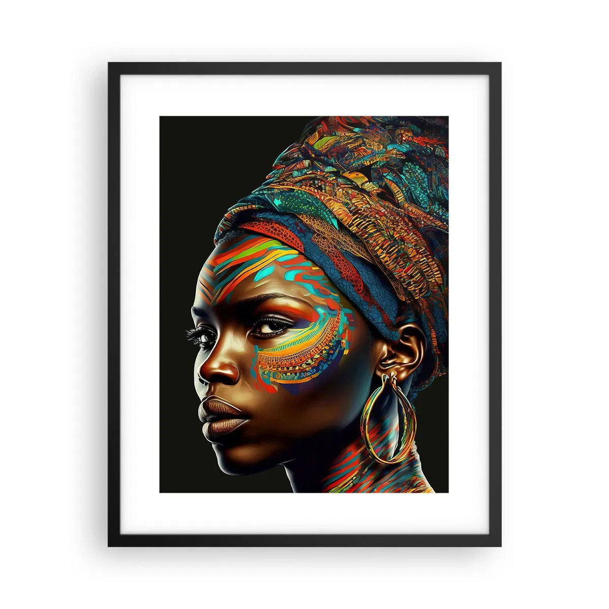 Poster in cornice nera - Regina africana - 40x50 cm