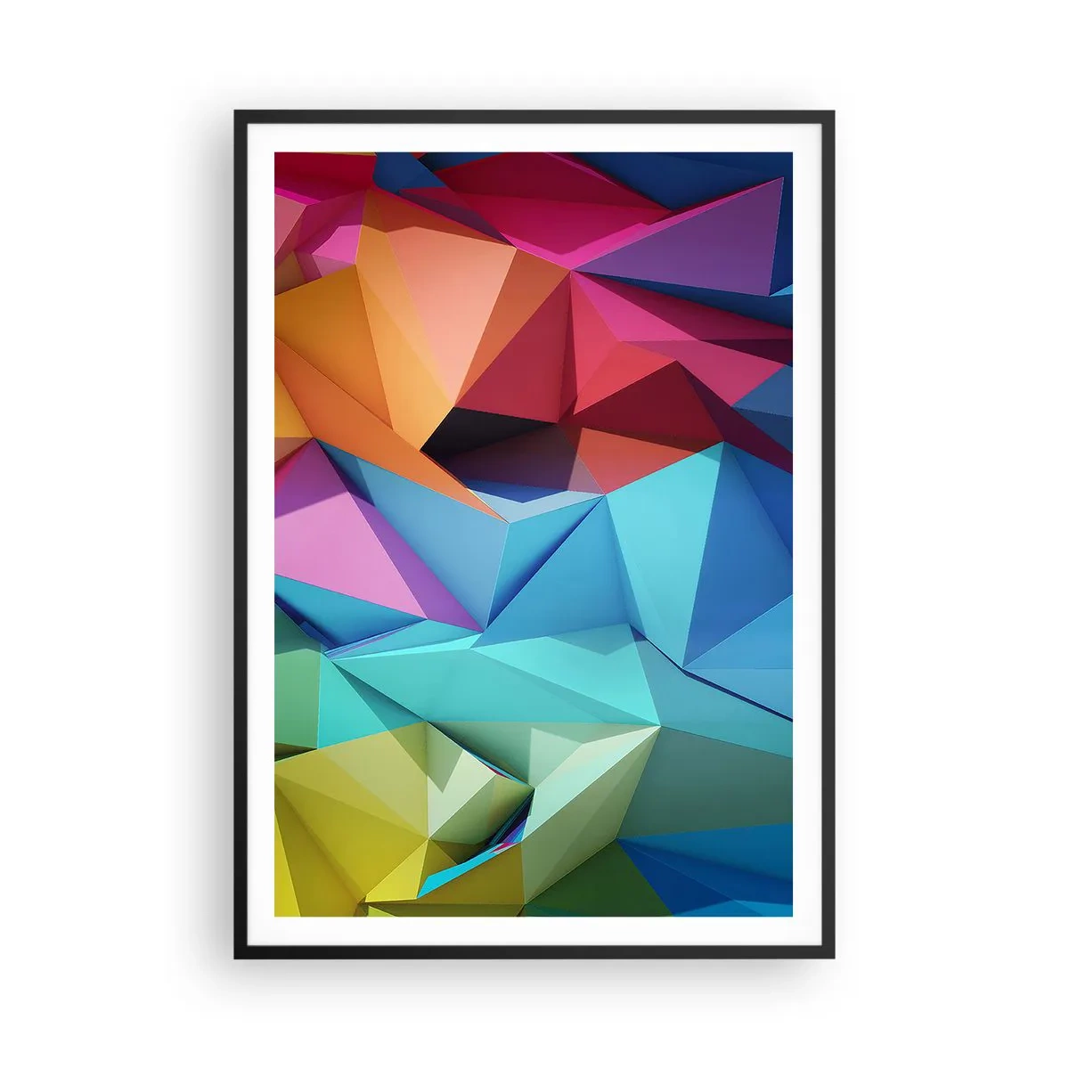 Poster in cornice nera - Origami arcobaleno - 70x100 cm