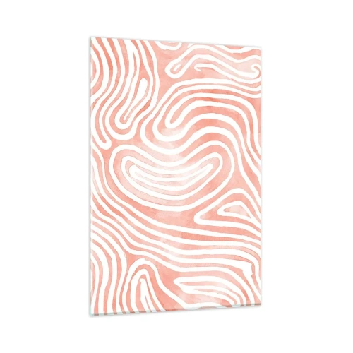 Quadro su vetro - Motivo astratto nei toni del rosa e del bianco - 80x120cm - Nel labirinto di corallo - Decorazione murale moderna per soggiorno e camera da letto ARTTOR