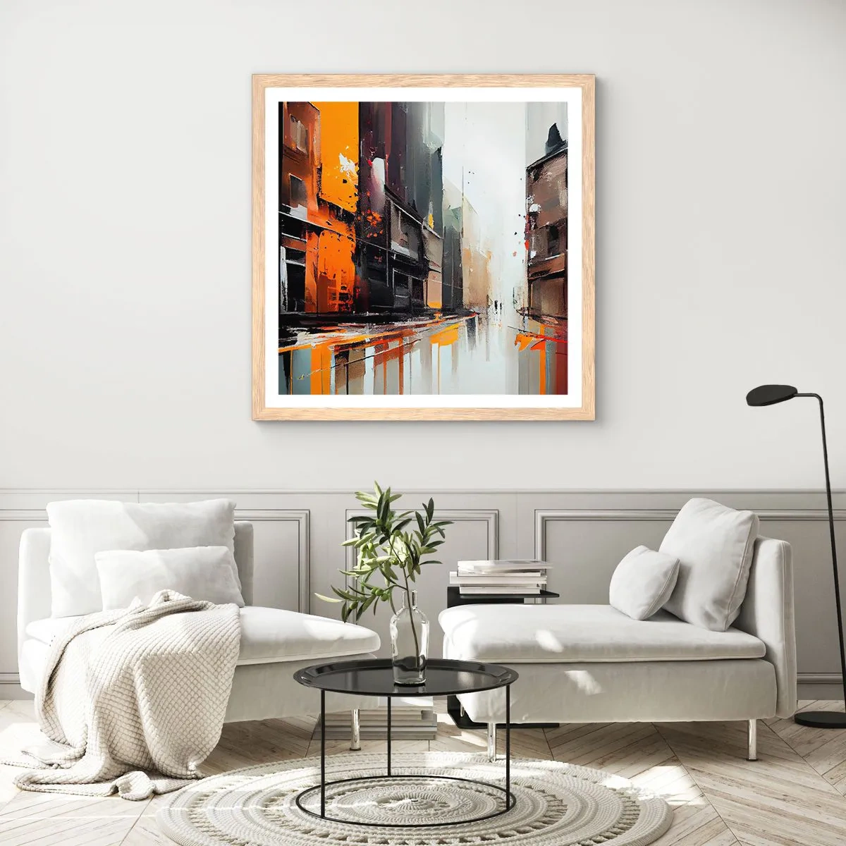 Poster in cornice rovere chiaro - Un giorno di pioggia - 40x40 cm