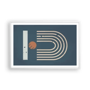 Poster in cornice bianca - Geometria in blu - 91x61 cm