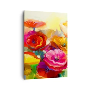 Quadro su tela - Stampe su Tela - Fiori astratti colorati su uno sfondo chiaro - 50x70cm - Non solo rossi - Decorazione murale moderna per soggiorno e camera da letto ARTTOR