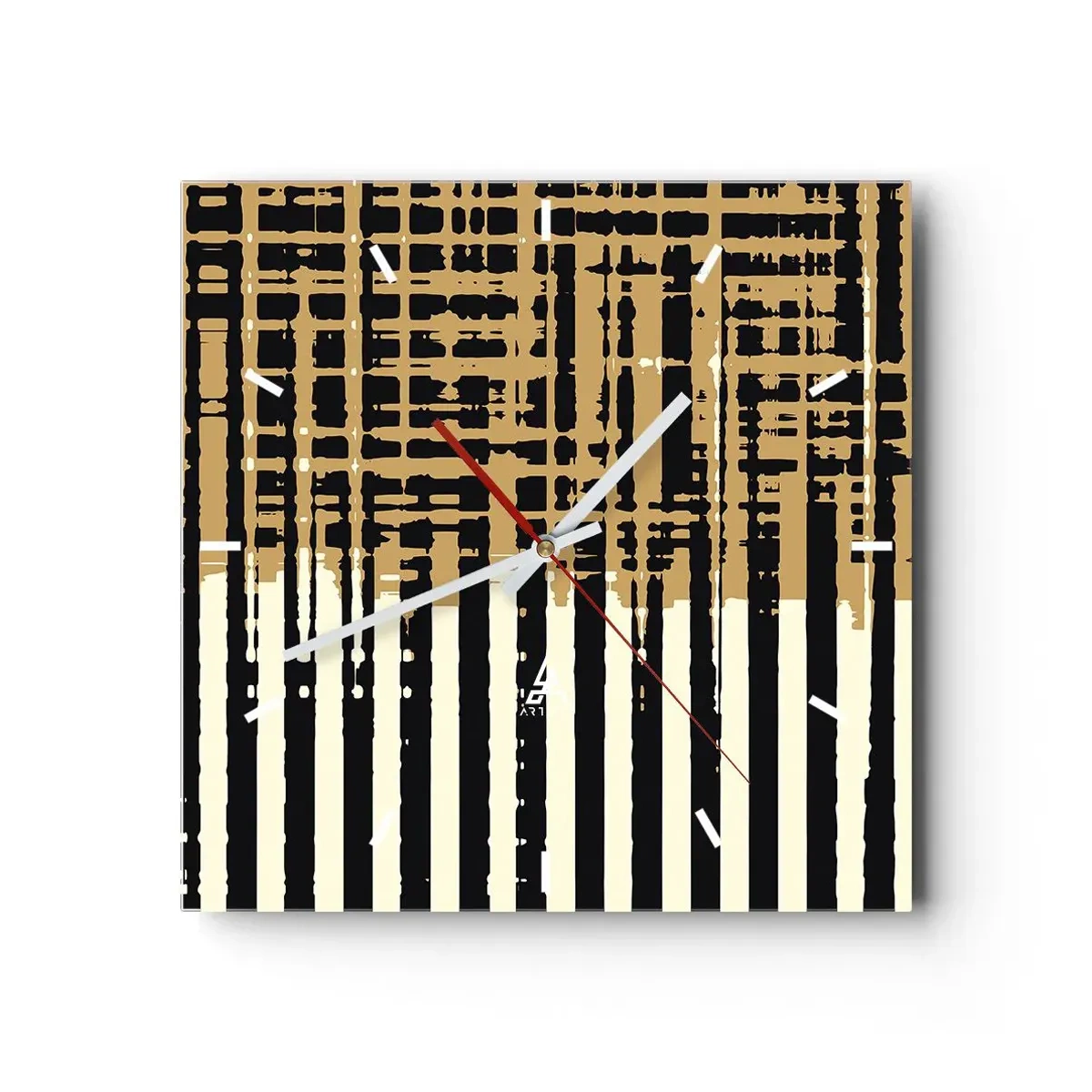 Orologio da parete - Orologio in Vetro - Linee astratte in nero, beige e bianco - 30x30cm - Astrazione architettonica - Decorazione murale moderna per soggiorno e camera da letto ARTTOR
