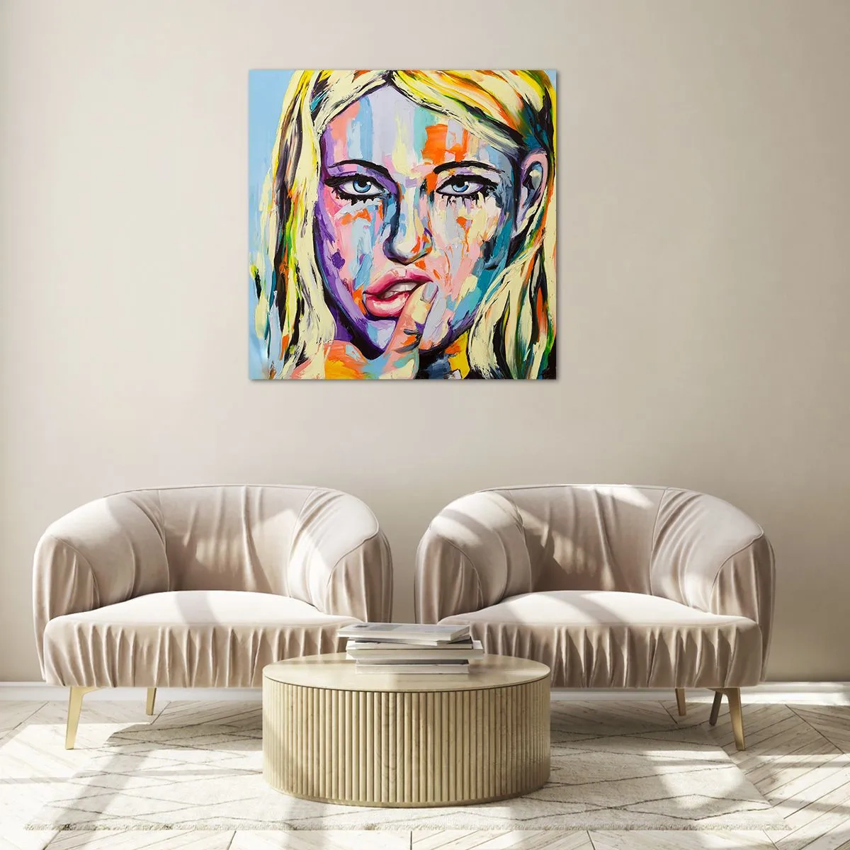 Quadro su vetro - Guardala dritto negli occhi - 50x50 cm