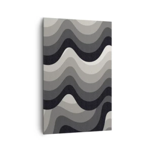 Quadro su tela - Stampe su Tela - Motivi ondulati in bianco e nero in tonalità di grigio - 80x120cm - Un'onda dopo l'altra - Decorazione murale moderna per soggiorno e camera da letto ARTTOR