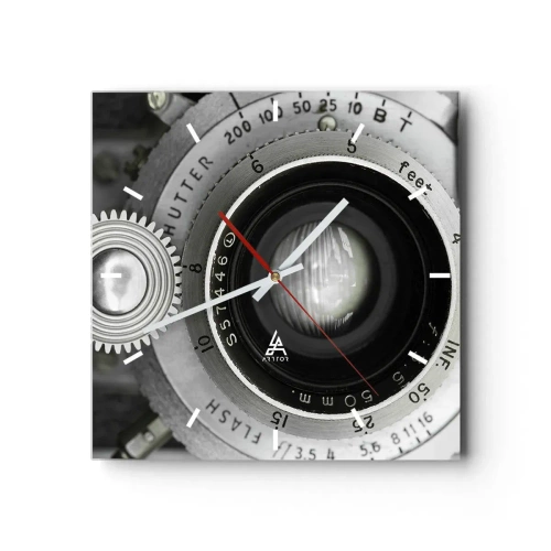 Orologio da parete - Orologio in Vetro - L'obiettivo di una vecchia macchina fotografica - 30x30cm - Racconto su Hollywood - Decorazione murale moderna per soggiorno e camera da letto ARTTOR