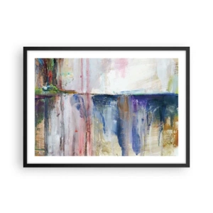 Poster in cornice nera - Una composizione astratta di colori con effetto riflesso sulla tela. - 70x50cm - Impressioni e suggestioni colorate - Decorazione murale moderna per soggiorno e camera da letto ARTTOR