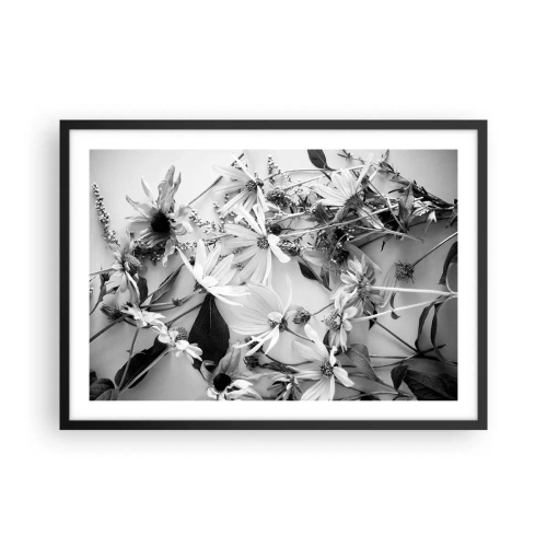 Poster in cornice nera - Composizioni floreali in bianco e nero in uno stile artistico sottile - 70x50cm - Un non bouquet di fiori - Decorazione murale moderna per soggiorno e camera da letto ARTTOR