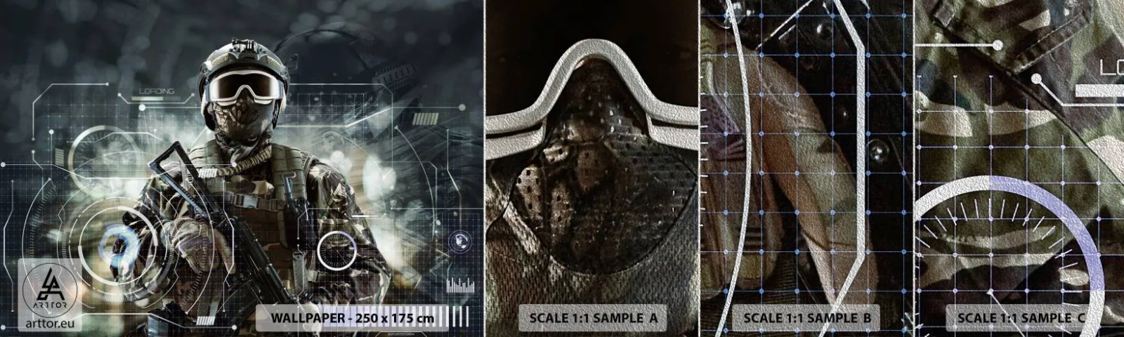 Campione di Fotomurale Premium Sand - Potenza al quadrato - Astrazione, Soldato, Commando - 100x30 cm