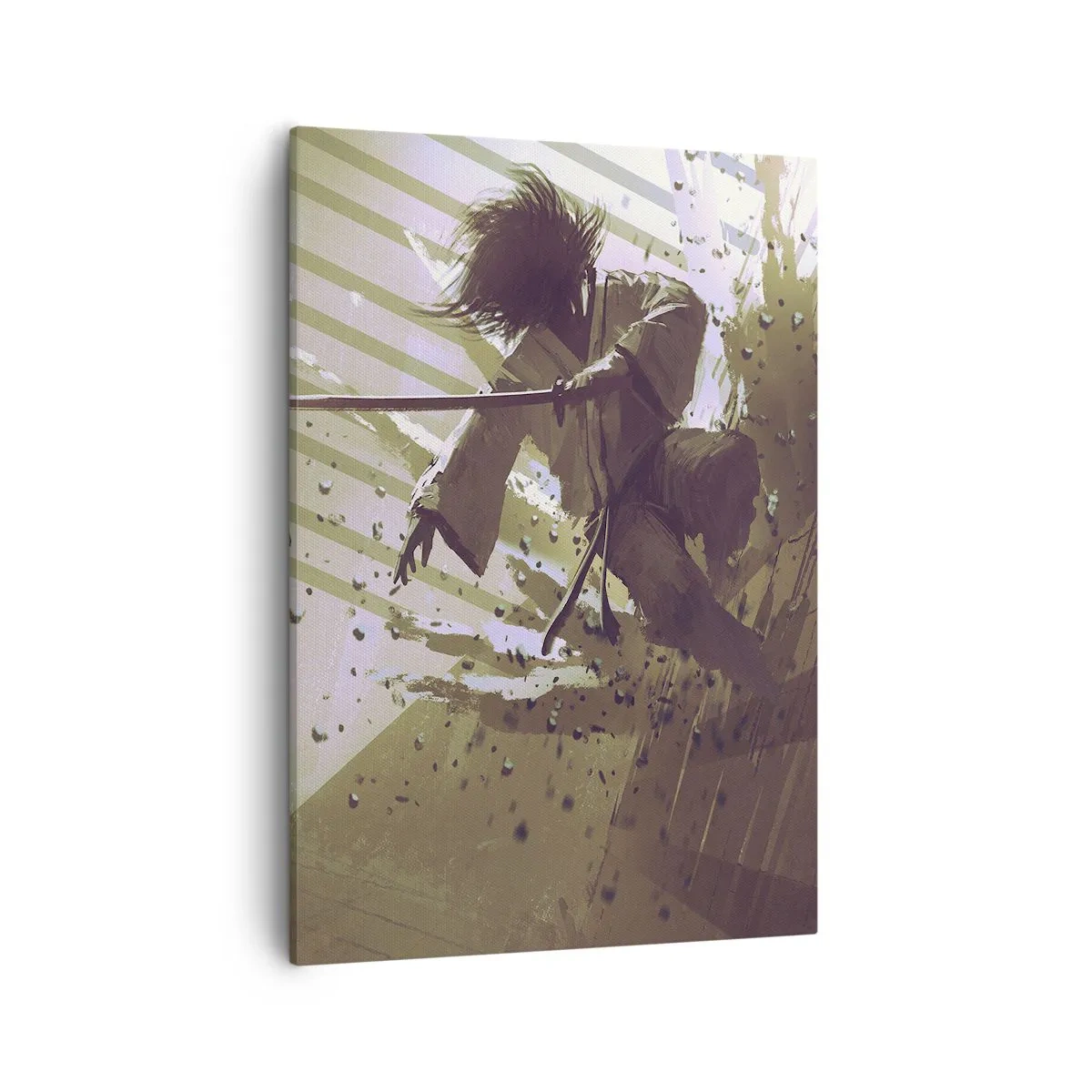 Quadro su tela - Stampe su Tela - Combattimento dinamico tra due personaggi in stile futuristico - 50x70cm - Anche tu puoi essere un samurai - Decorazione murale moderna per soggiorno e camera da letto ARTTOR