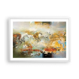 Poster in cornice bianca - Al galoppo attraverso la luce - 70x50 cm