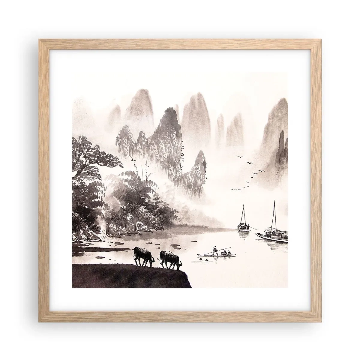 Poster in cornice rovere chiaro - L'esotica quotidianità dell'Oriente - 40x40 cm