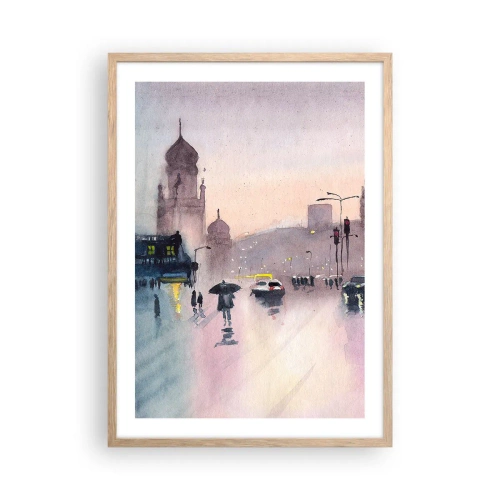 Poster in cornice rovere chiaro - Nella nebbia piovigginosa - 50x70 cm