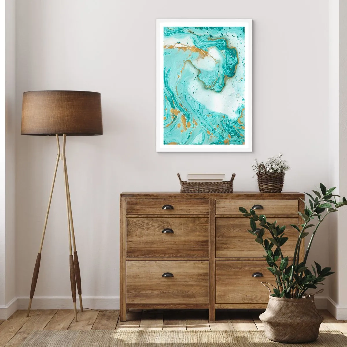 Poster in cornice bianca - La grande onda del periodo Edo - 30x40 cm