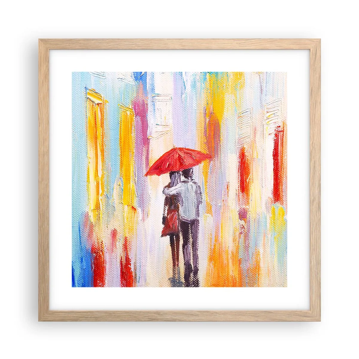 Poster in cornice rovere chiaro - Che piova ancora - 40x40 cm