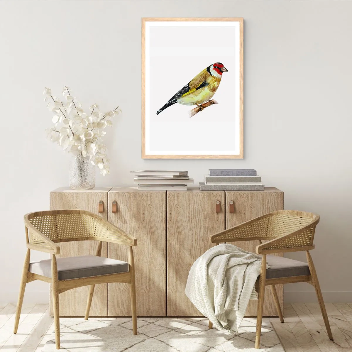 Poster in cornice rovere chiaro - Ritratto di uccello - 61x91 cm