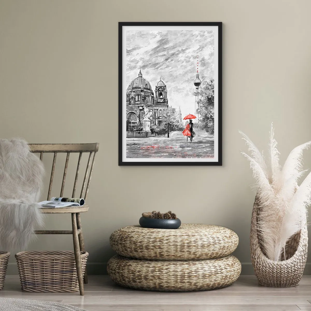Poster in cornice nera - Incontro a Berlino - 40x50 cm