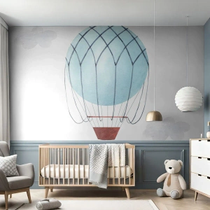 Fotomurali Standard Eco - Un palloncino blu che fluttua tra nuvole bianche - 100x70cm - In mezzo alle nuvole - Decorazione murale moderna per soggiorno e camera da letto ARTTOR