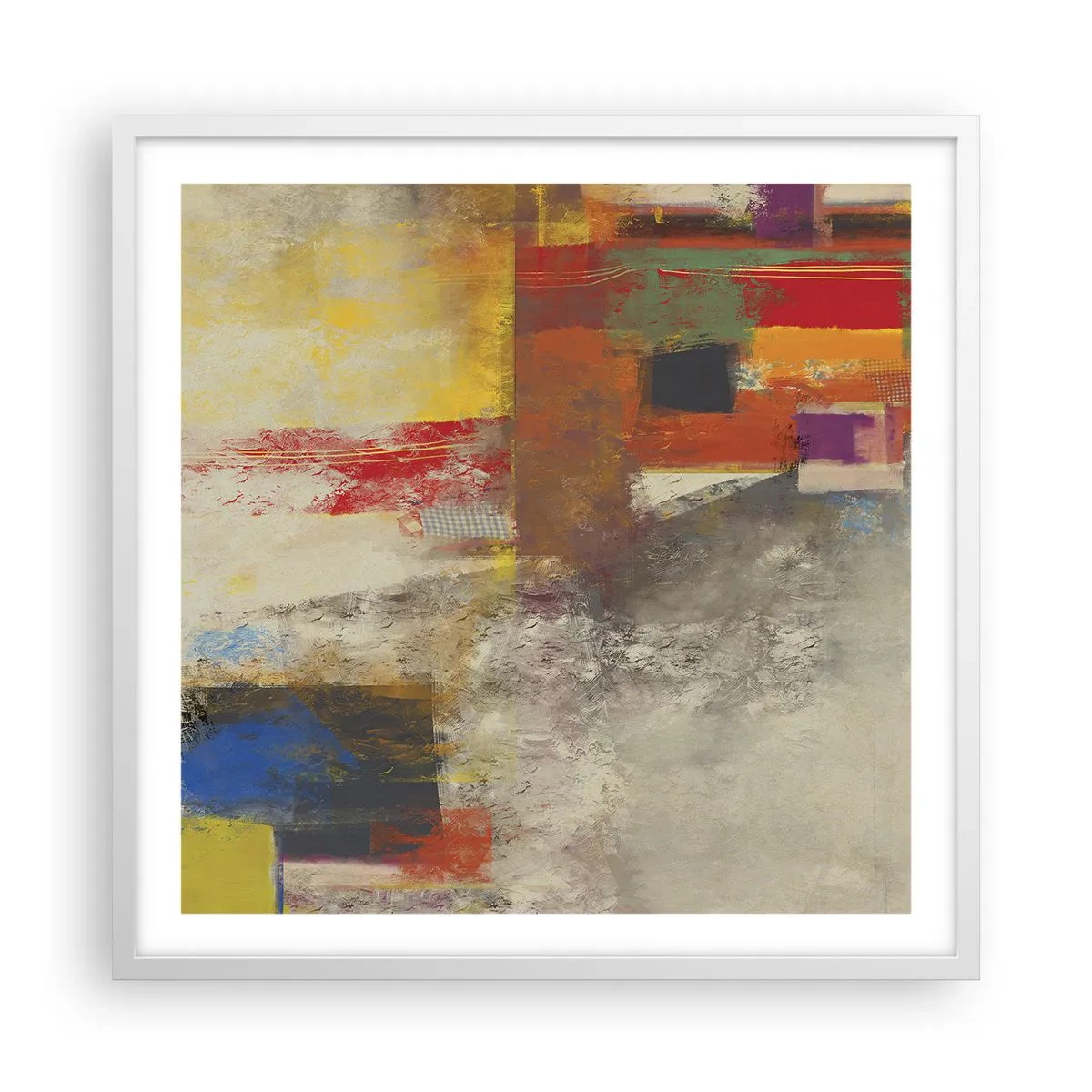 Poster in cornice bianca - Geometria dei colori - 60x60 cm