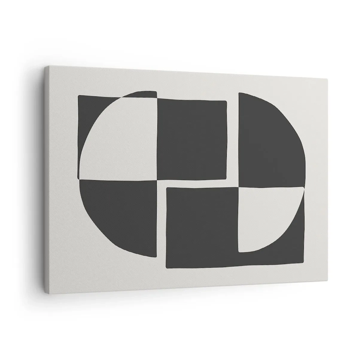 Quadro su tela - Stampe su Tela - Forme geometriche astratte in bianco e nero - 70x50cm - Antitesi - sintesi - Decorazione murale moderna per soggiorno e camera da letto ARTTOR