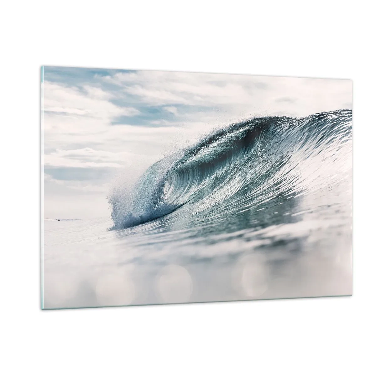 Quadro su vetro - Una potente onda oceanica sotto i raggi del sole - 120x80cm - Cima d'acqua - Decorazione murale moderna per soggiorno e camera da letto ARTTOR