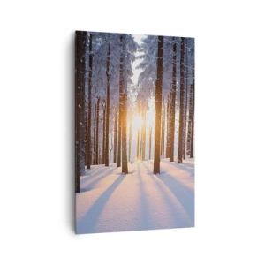 Quadro su tela - Stampe su Tela - Foresta invernale illuminata dai raggi del sole - 80x120cm - Decisamente nero su bianco - Decorazione murale moderna per soggiorno e camera da letto ARTTOR