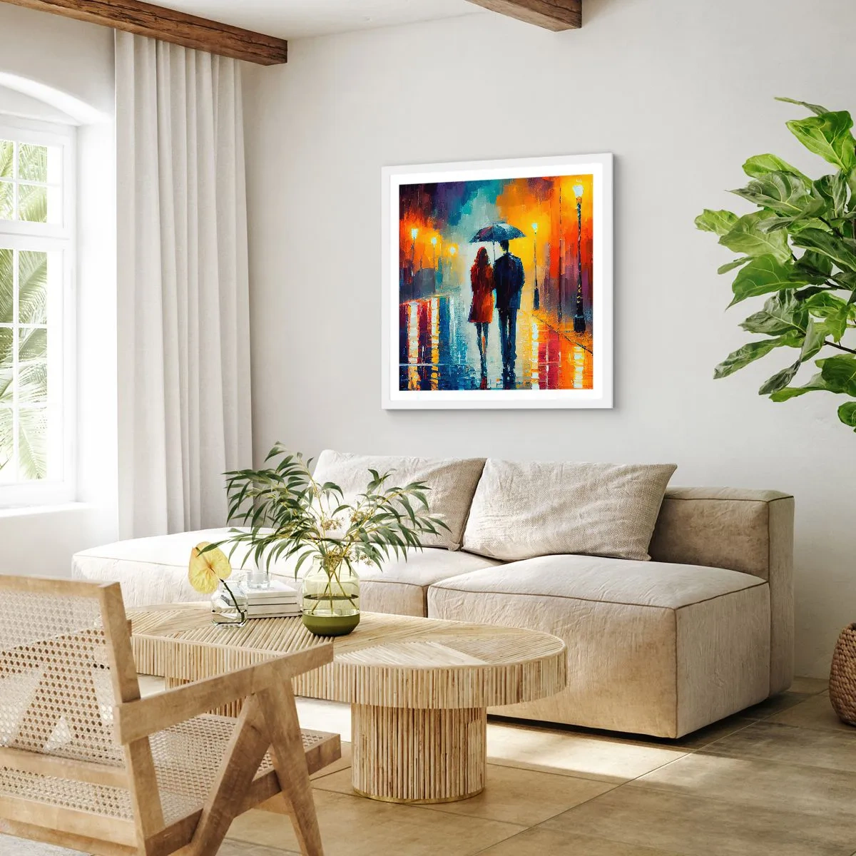 Poster in cornice bianca - Insieme la notte è colorata - 40x40 cm