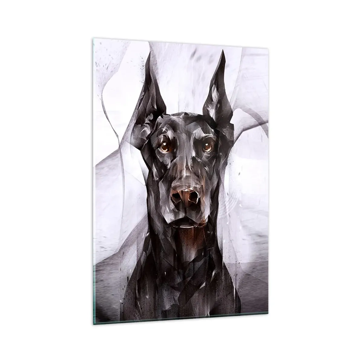 Quadro su vetro - Ritratto astratto di un cane in un approccio artistico - 80x120cm - Nobili natali - Decorazione murale moderna per soggiorno e camera da letto ARTTOR