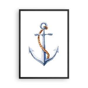 Poster in cornice nera - Ancora con corda in stile acquerello - 50x70cm - Benvenuta avventura! - Decorazione murale moderna per soggiorno e camera da letto ARTTOR