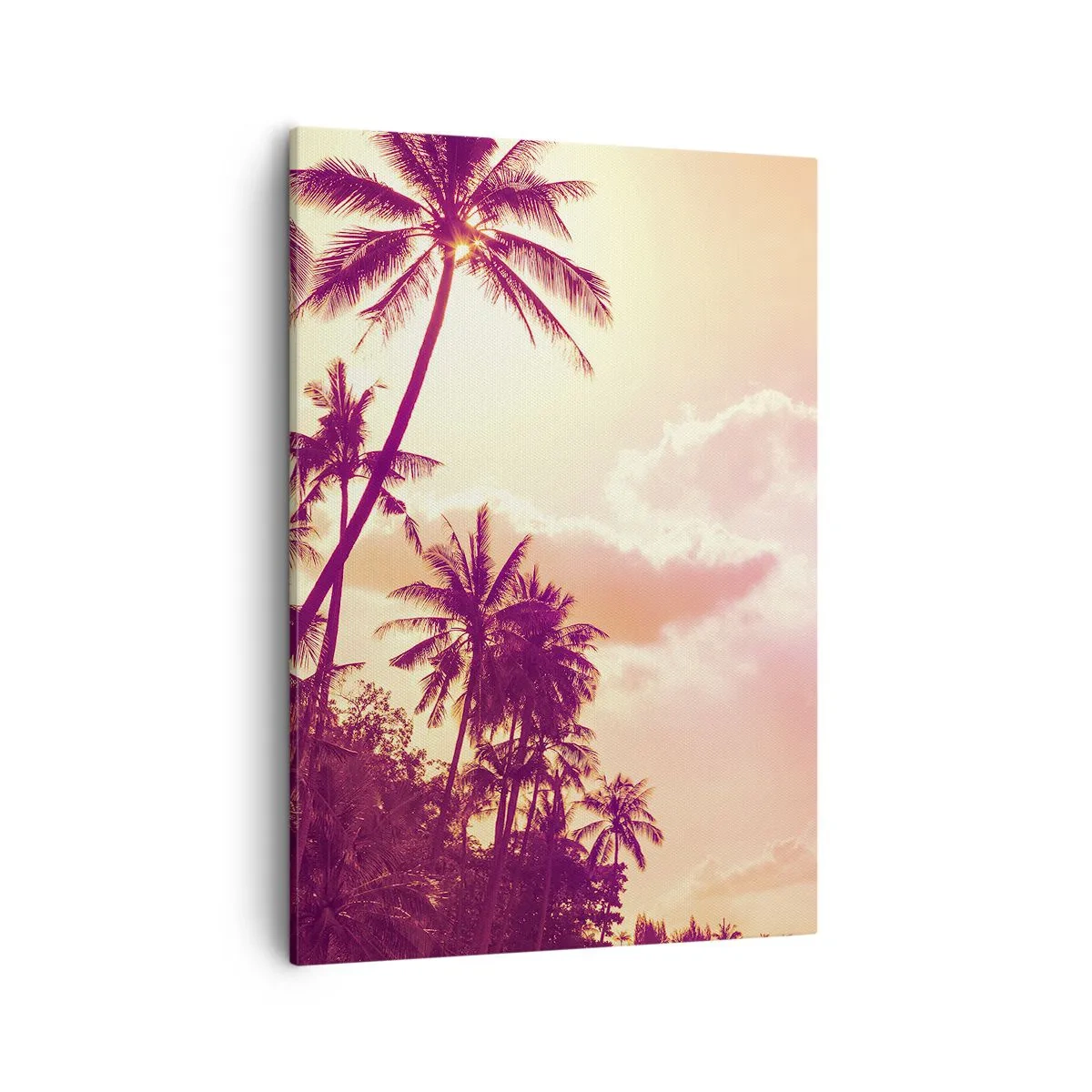 Quadro su tela - Stampe su Tela - Palme illuminate dal sole al tramonto in un cielo tropicale - 50x70cm - Devi scegliere - Decorazione murale moderna per soggiorno e camera da letto ARTTOR