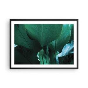 Poster in cornice nera - Foglie verdi in una composizione minimalista - 70x50cm - Verso la luce - Decorazione murale moderna per soggiorno e camera da letto ARTTOR