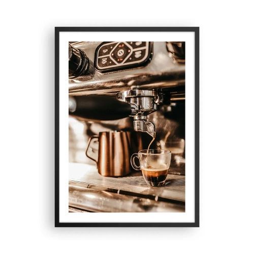 Poster in cornice nera - Espresso aromatico dalla macchina per espresso - 50x70cm - Lo splendore del caffè - Decorazione murale moderna per soggiorno e camera da letto ARTTOR